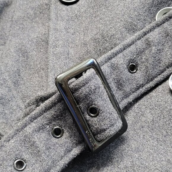 Style & Co Trench Coat Wool Blend Womens Large Tweed Double Breasted Pockets - Picture 8 of 16